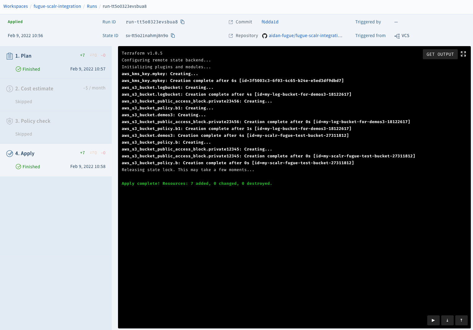 Successful Scalr build after Regula passes the security and compliance scan
