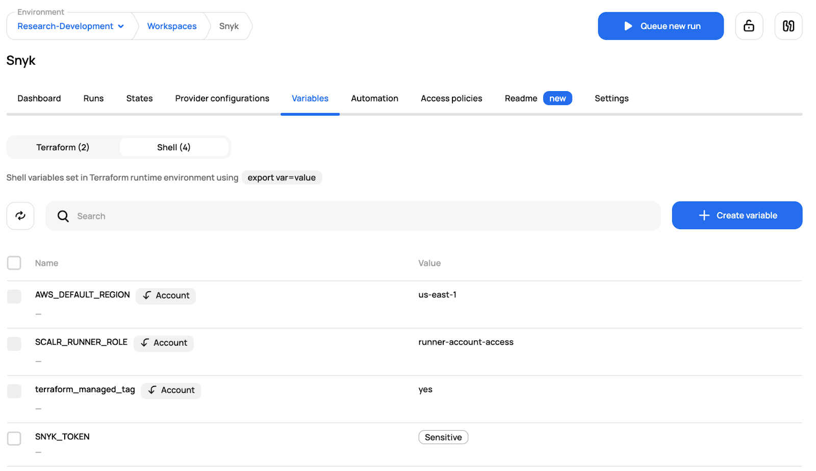 Scalr Variable Creation