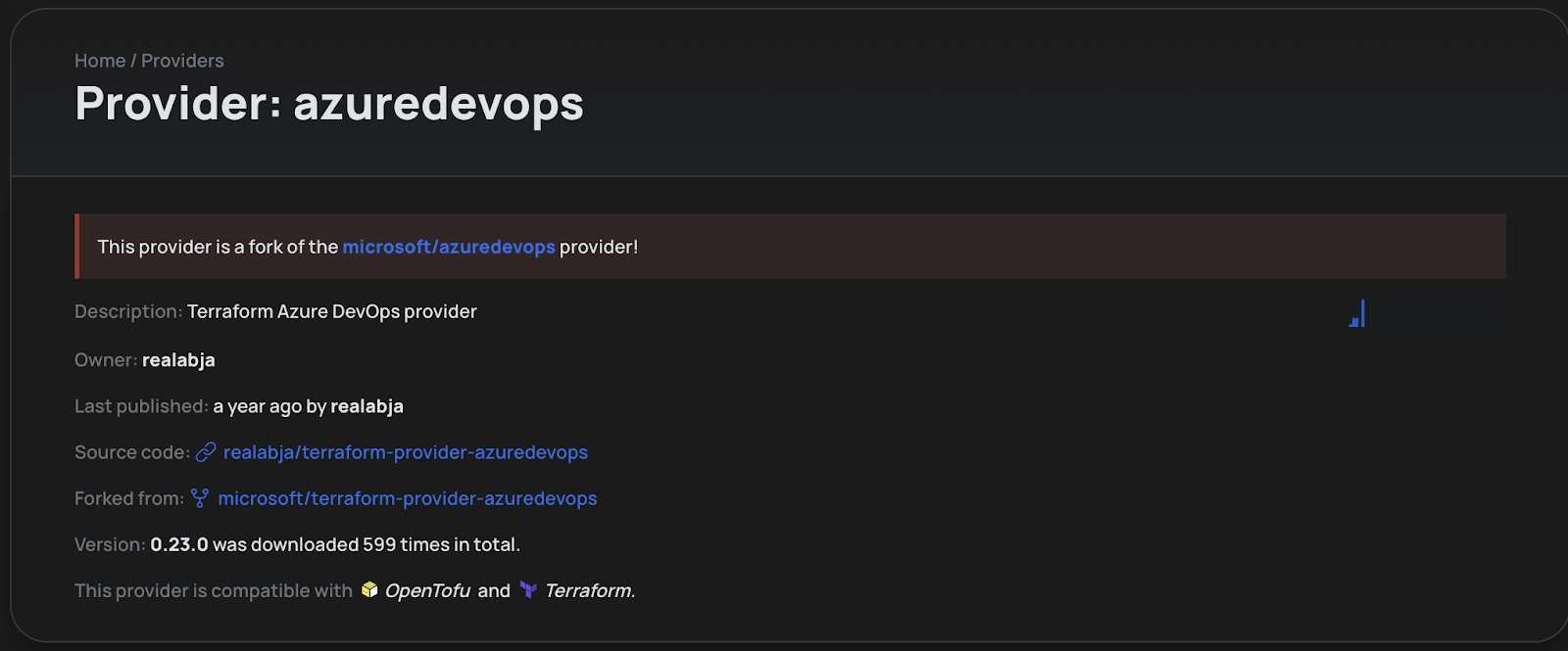 Provider Information on Library.tf
