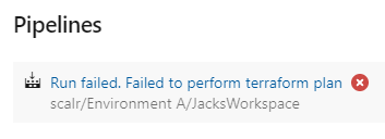 Azure DevOps commit details showing failed Scalr status check