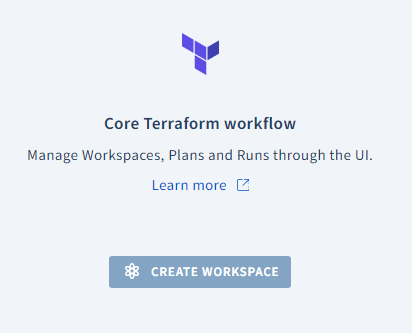 Scalr environment screen with create workspace button