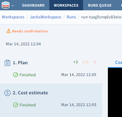 Scalr run output confirming creation of 3 Azure AD groups
