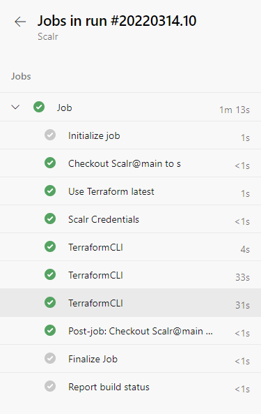 Azure DevOps pipeline run output showing Terraform init plan and apply stages