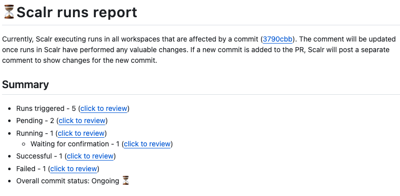 Summary of Terraform plan results posted as a GitHub PR comment