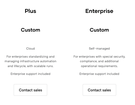 Scalr transparent pricing tiers compared to Terraform Cloud plans
