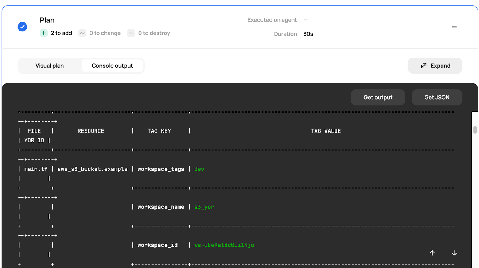 Scalr run output showing the pre-plan.sh custom hook executing first